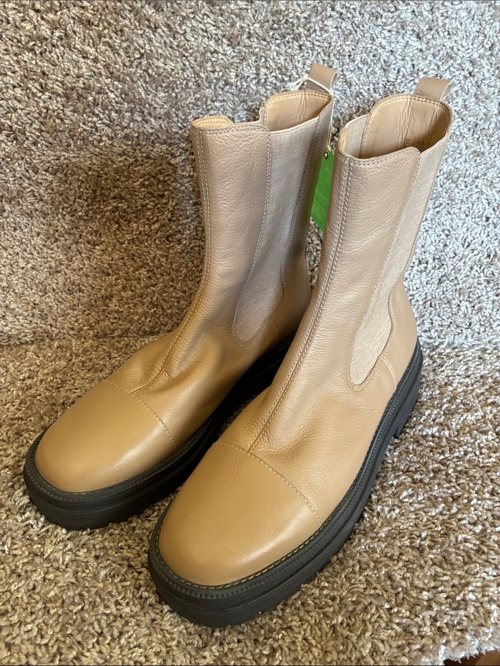 Sam Edelman NEW Wellington Tan Leather Lug Sole Chelsea Boots size 11